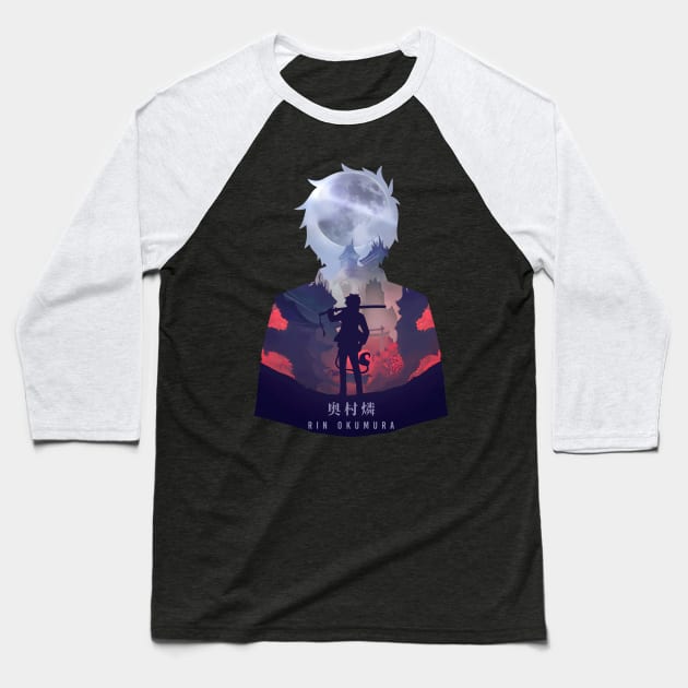 Rin Okumura - Dark Illusion Baseball T-Shirt by The Artz